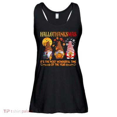 Happy Hallothanksmas Cute Gnomes Fall Halloween Ladies Essential Flowy Tank