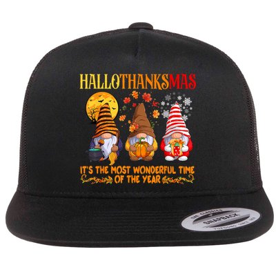 Happy Hallothanksmas Cute Gnomes Fall Halloween Flatbill Hat