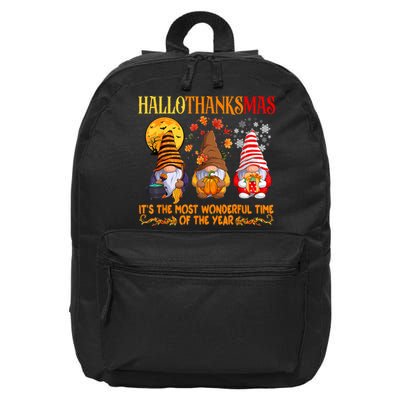 Happy Hallothanksmas Cute Gnomes Fall Halloween 16 in Basic Backpack