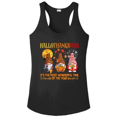 Happy Hallothanksmas Cute Gnomes Fall Halloween Ladies PosiCharge Competitor Racerback Tank