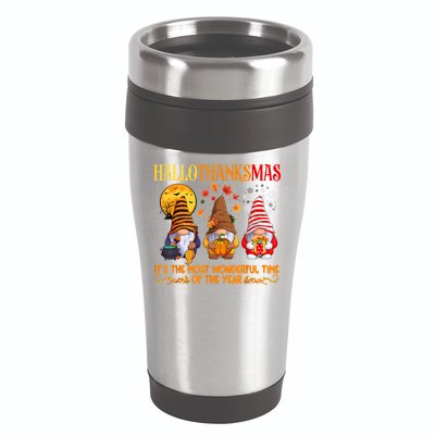 Happy Hallothanksmas Cute Gnomes Fall Halloween 16oz Travel Tumbler