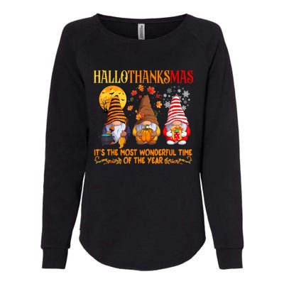 Happy Hallothanksmas Cute Gnomes Fall Halloween Womens California Wash Sweatshirt