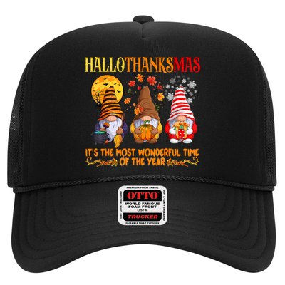 Happy Hallothanksmas Cute Gnomes Fall Halloween Trucker Hat