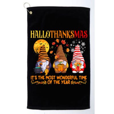 Happy Hallothanksmas Cute Gnomes Fall Halloween Platinum Collection Golf Towel