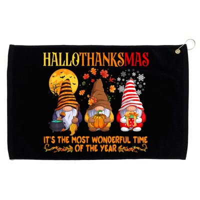 Happy Hallothanksmas Cute Gnomes Fall Halloween Grommeted Golf Towel