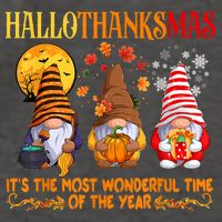 Happy Hallothanksmas Cute Gnomes Fall Halloween Vector Backpack