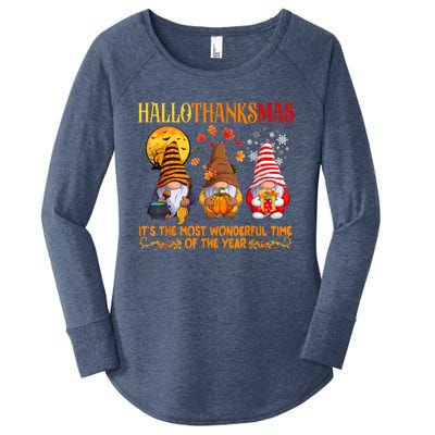 Happy Hallothanksmas Cute Gnomes Fall Halloween Women's Perfect Tri Tunic Long Sleeve Shirt