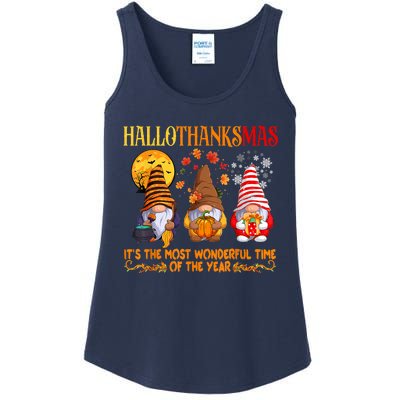 Happy Hallothanksmas Cute Gnomes Fall Halloween Ladies Essential Tank