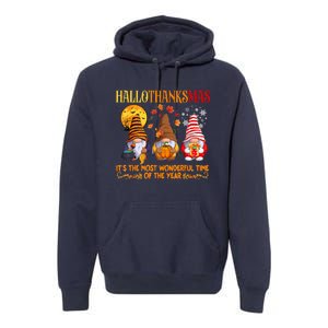 Happy Hallothanksmas Cute Gnomes Fall Halloween Premium Hoodie