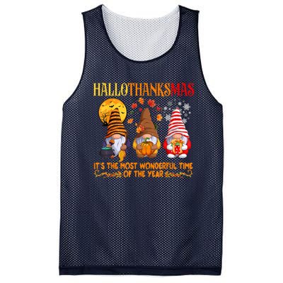 Happy Hallothanksmas Cute Gnomes Fall Halloween Mesh Reversible Basketball Jersey Tank