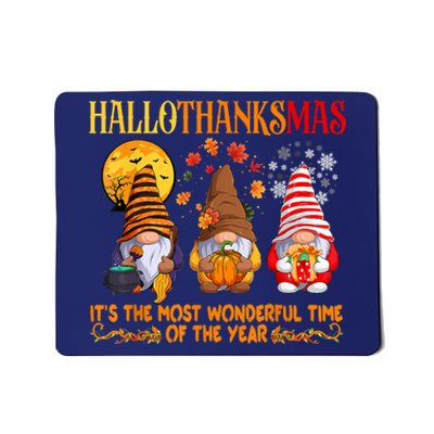 Happy Hallothanksmas Cute Gnomes Fall Halloween Mousepad