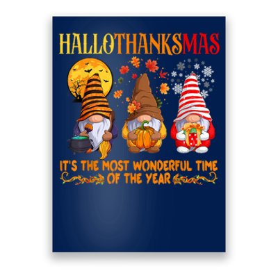 Happy Hallothanksmas Cute Gnomes Fall Halloween Poster