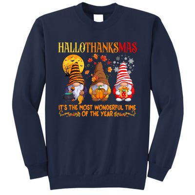 Happy Hallothanksmas Cute Gnomes Fall Halloween Tall Sweatshirt