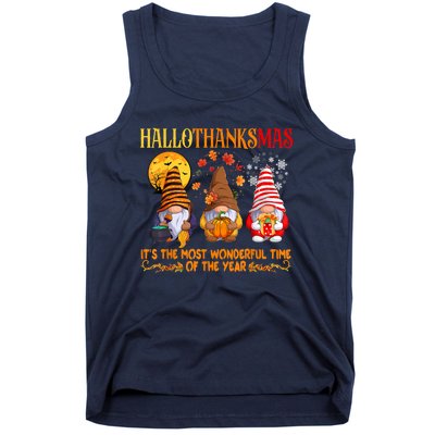 Happy Hallothanksmas Cute Gnomes Fall Halloween Tank Top