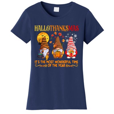 Happy Hallothanksmas Cute Gnomes Fall Halloween Women's T-Shirt