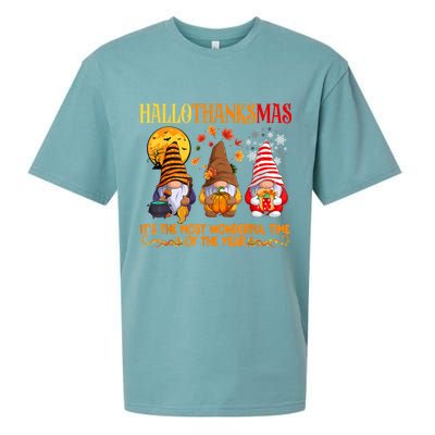 Happy Hallothanksmas Cute Gnomes Fall Halloween Sueded Cloud Jersey T-Shirt