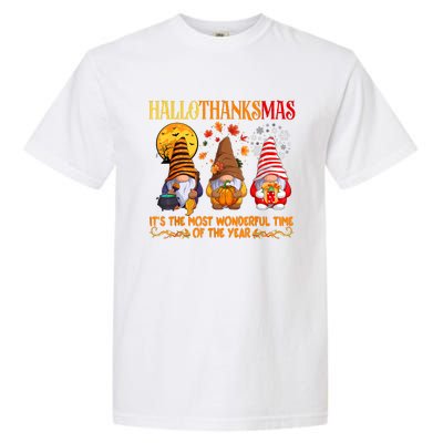 Happy Hallothanksmas Cute Gnomes Fall Halloween Garment-Dyed Heavyweight T-Shirt