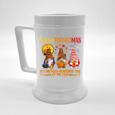 Happy Hallothanksmas Cute Gnomes Fall Halloween Beer Stein