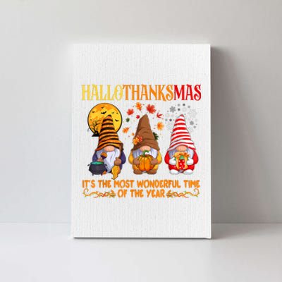 Happy Hallothanksmas Cute Gnomes Fall Halloween Canvas