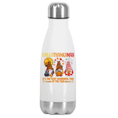 Happy Hallothanksmas Cute Gnomes Fall Halloween Stainless Steel Insulated Water Bottle