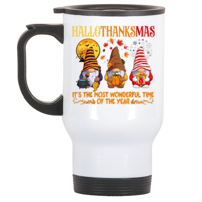 Happy Hallothanksmas Cute Gnomes Fall Halloween Stainless Steel Travel Mug