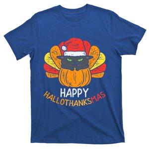 Happy Hallothanksmas Cat Turkey Cat Thanksgiving Christmas T Cute Gift T-Shirt