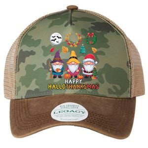 Happy Hallothanksmas Christmas Thanksgiving Gnomes Halloween Gift Legacy Tie Dye Trucker Hat