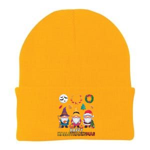 Happy Hallothanksmas Christmas Thanksgiving Gnomes Halloween Gift Knit Cap Winter Beanie