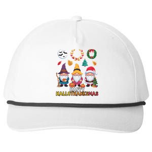 Happy Hallothanksmas Christmas Thanksgiving Gnomes Halloween Gift Snapback Five-Panel Rope Hat