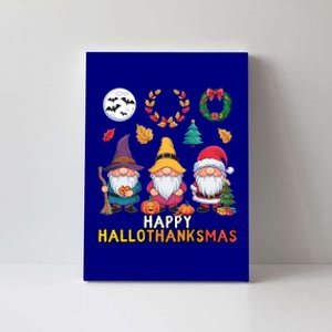 Happy Hallothanksmas Christmas Thanksgiving Gnomes Halloween Gift Canvas