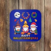 Happy Hallothanksmas Christmas Thanksgiving Gnomes Halloween Gift Coaster