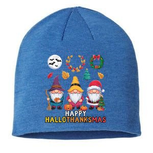 Happy Hallothanksmas Christmas Thanksgiving Gnomes Halloween Gift Sustainable Beanie