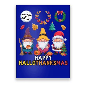 Happy Hallothanksmas Christmas Thanksgiving Gnomes Halloween Gift Poster