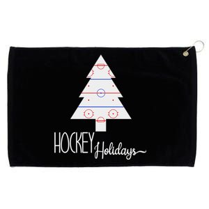 Hockey Holidays Christmas Tree Ice Hockey Rink Buffalo Plaid Cute Gift Grommeted Golf Towel