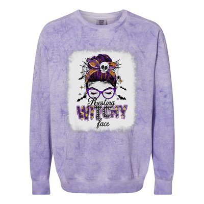 Happy Halloween Costume Resting Witch Face Funny Gift Colorblast Crewneck Sweatshirt