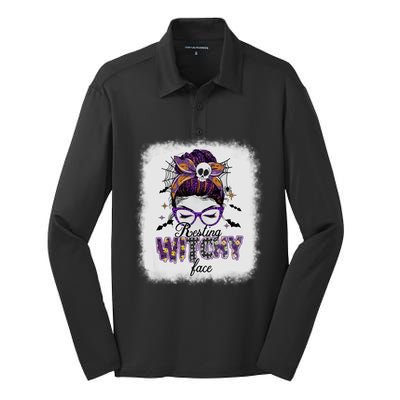 Happy Halloween Costume Resting Witch Face Funny Gift Silk Touch Performance Long Sleeve Polo