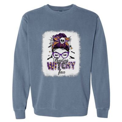 Happy Halloween Costume Resting Witch Face Funny Gift Garment-Dyed Sweatshirt