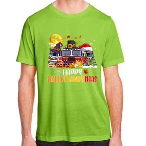 Happy Hallothanksmas Cute Fire Truck Funny Firefighter Gift Adult ChromaSoft Performance T-Shirt