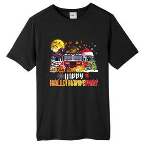 Happy Hallothanksmas Cute Fire Truck Funny Firefighter Gift Tall Fusion ChromaSoft Performance T-Shirt