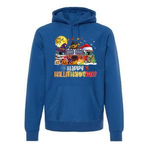 Happy Hallothanksmas Cute Fire Truck Funny Firefighter Gift Premium Hoodie