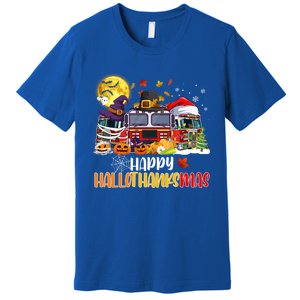 Happy Hallothanksmas Cute Fire Truck Funny Firefighter Gift Premium T-Shirt