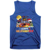 Happy Hallothanksmas Cute Fire Truck Funny Firefighter Gift Tank Top