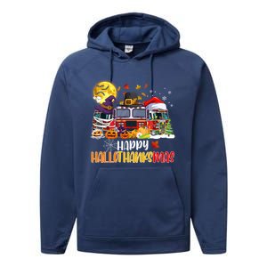 Happy Hallothanksmas Cute Fire Truck Funny Firefighter Gift Performance Fleece Hoodie