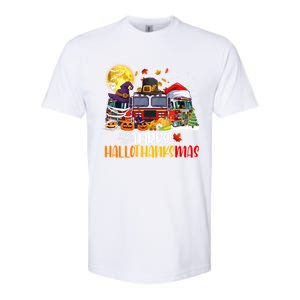 Happy Hallothanksmas Cute Fire Truck Funny Firefighter Gift Softstyle CVC T-Shirt