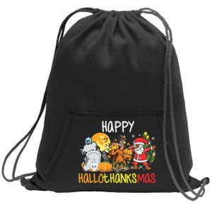 Happy Hallothanksmas Coffee Latte Halloween Thanksgiving Sweatshirt Cinch Pack Bag