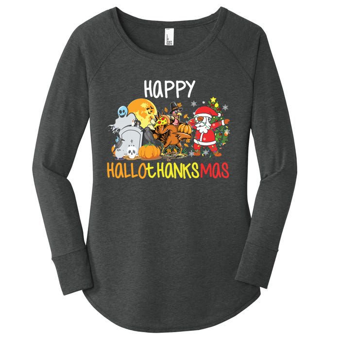 Happy Hallothanksmas Coffee Latte Halloween Thanksgiving Women's Perfect Tri Tunic Long Sleeve Shirt