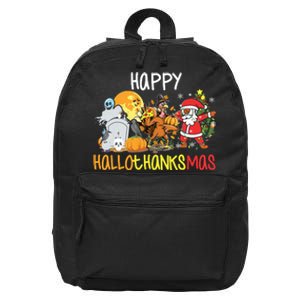 Happy Hallothanksmas Coffee Latte Halloween Thanksgiving 16 in Basic Backpack