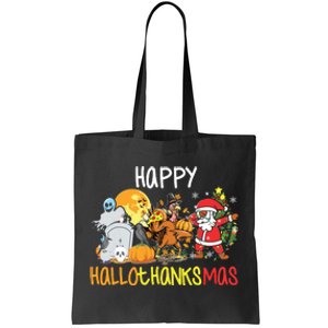 Happy Hallothanksmas Coffee Latte Halloween Thanksgiving Tote Bag