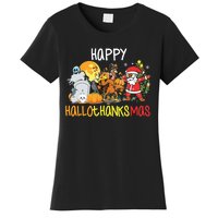 Happy Hallothanksmas Coffee Latte Halloween Thanksgiving Women's T-Shirt