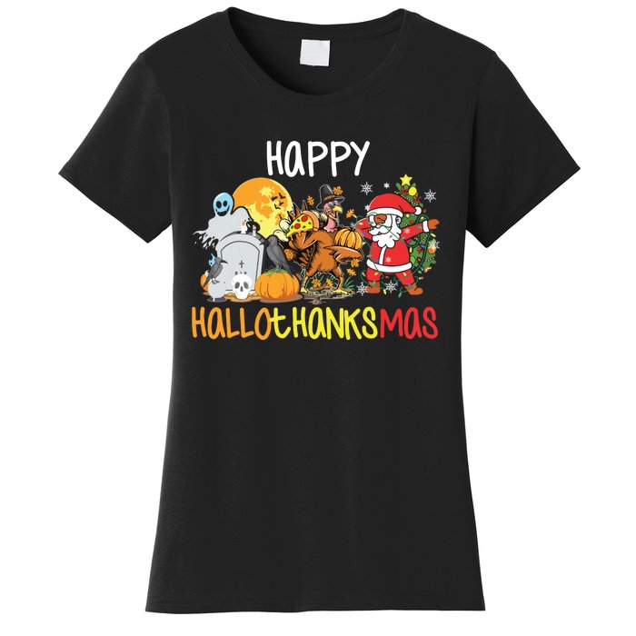 Happy Hallothanksmas Coffee Latte Halloween Thanksgiving Women's T-Shirt